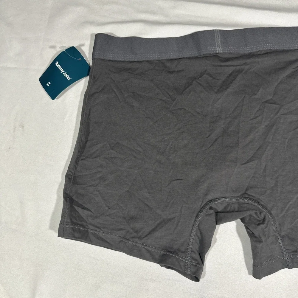 NWT $32 TOMMY JOHN [ medium ] Cool Cotton 4 Inch Boxer Briefs in Iron Grey U1715